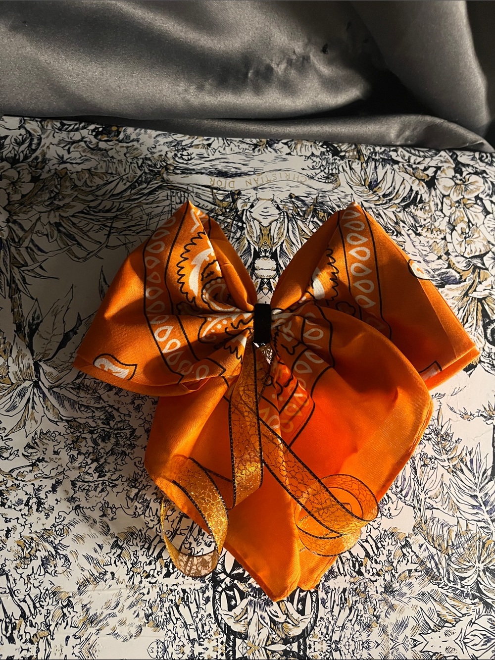 Handmade Orange bandanna Hair Bow
